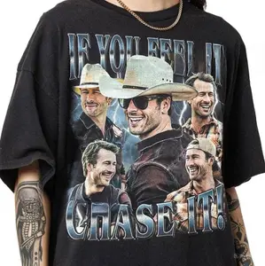 Glen Powell If You Feel It Chase It Shirt Vintage Glen Powell Shirt Sweater Hoodie - Glen Powell Homage Shirt Twisters 2024 Movie Sweatshirt - Glen Powell Vintage Shirt, Twister Movie Shirt Hoodie Sweater