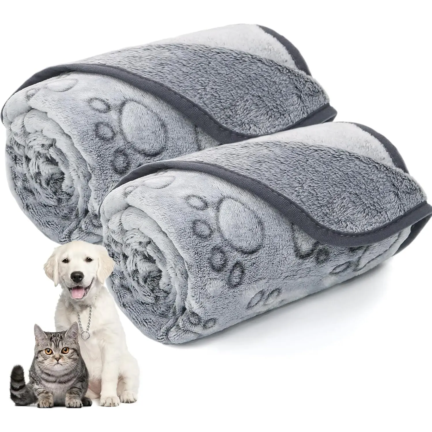 Fleece Blanket for Small Medium Dogs - Washable Puppy Blanket with Cute Paw Print for Bed Couch Protection