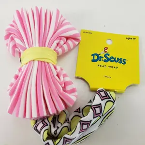 Dr Seuss Pink Bow Headbands 2 Pc Colorful Stretch Hair Wrap Child Adult NEW