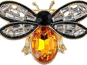Bee Brooch Pin, Honey Bee Rhinestone Pins Vintage Crystal Insect Themed Lapel Pins Stylish Accessories for Women Men Party Dating Daily