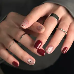 24pcs Short Square Polka Dot Cat Eye False Nails, Glossy Fake Nails, Elegant Simple Design, High-Quality Nail Art Tips, Perfect for Daily Wear, Nail Art Set