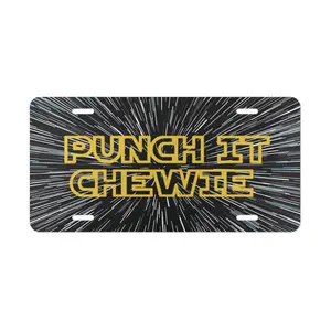 [ Trending ] Punch It Chewie Vanity License Plate - Subtle Sci-Fi Space Quote Car Tag - Aluminum Movie Inspired Auto Accessory - Galactic Pilot Decor