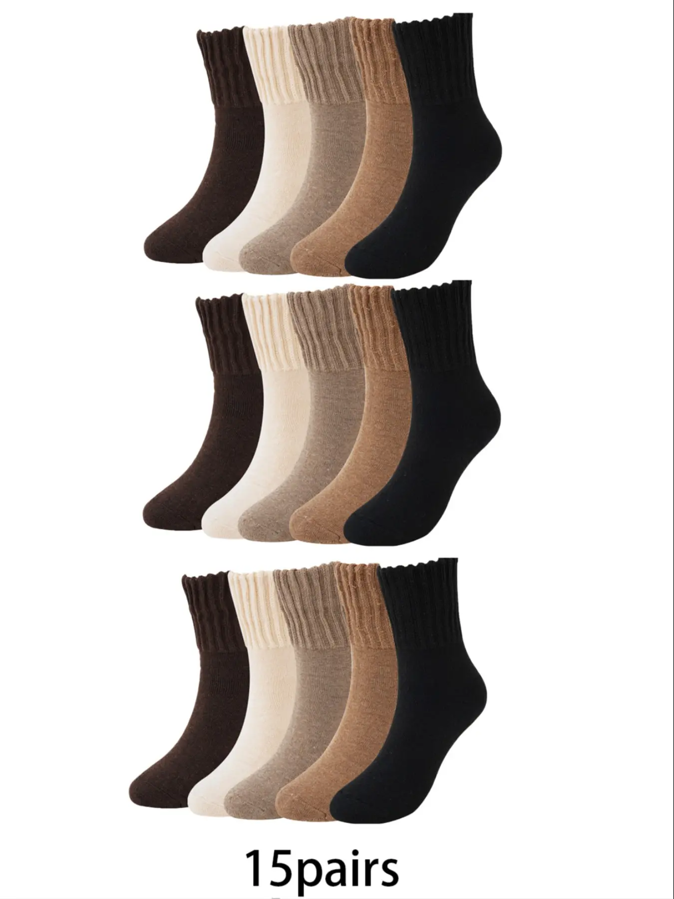 15 Pairs Of Fashionable Vintage Thick Plush Fuzzy Mid Tube Socks, Retro Comfortable, Warm, Soft and Casual Knitted Socks for Women's Winter Daily Plush Socks, Casual Stylish Socks