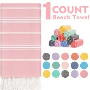 Oversized Beach Towel, Vibrant Stripes, Sand-Free Quick-Dry, Easy-To-Carry Turkish Linen, 72"x38" Packable, Super Absorbent, Ideal for Swimming, Gym, Pool, Camping