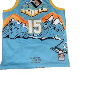Brand x Denver Basketball Jersey - Number 15 - Blue with Mountain Design - Official Team Colors