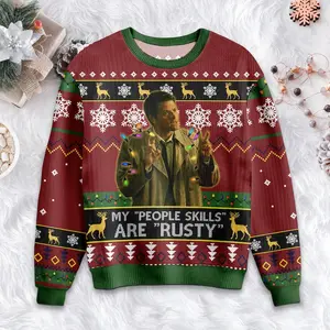 Misha Collins 'My People Skills' Ugly Christmas Sweater, Vintage Movie Quote, Movie Shirt