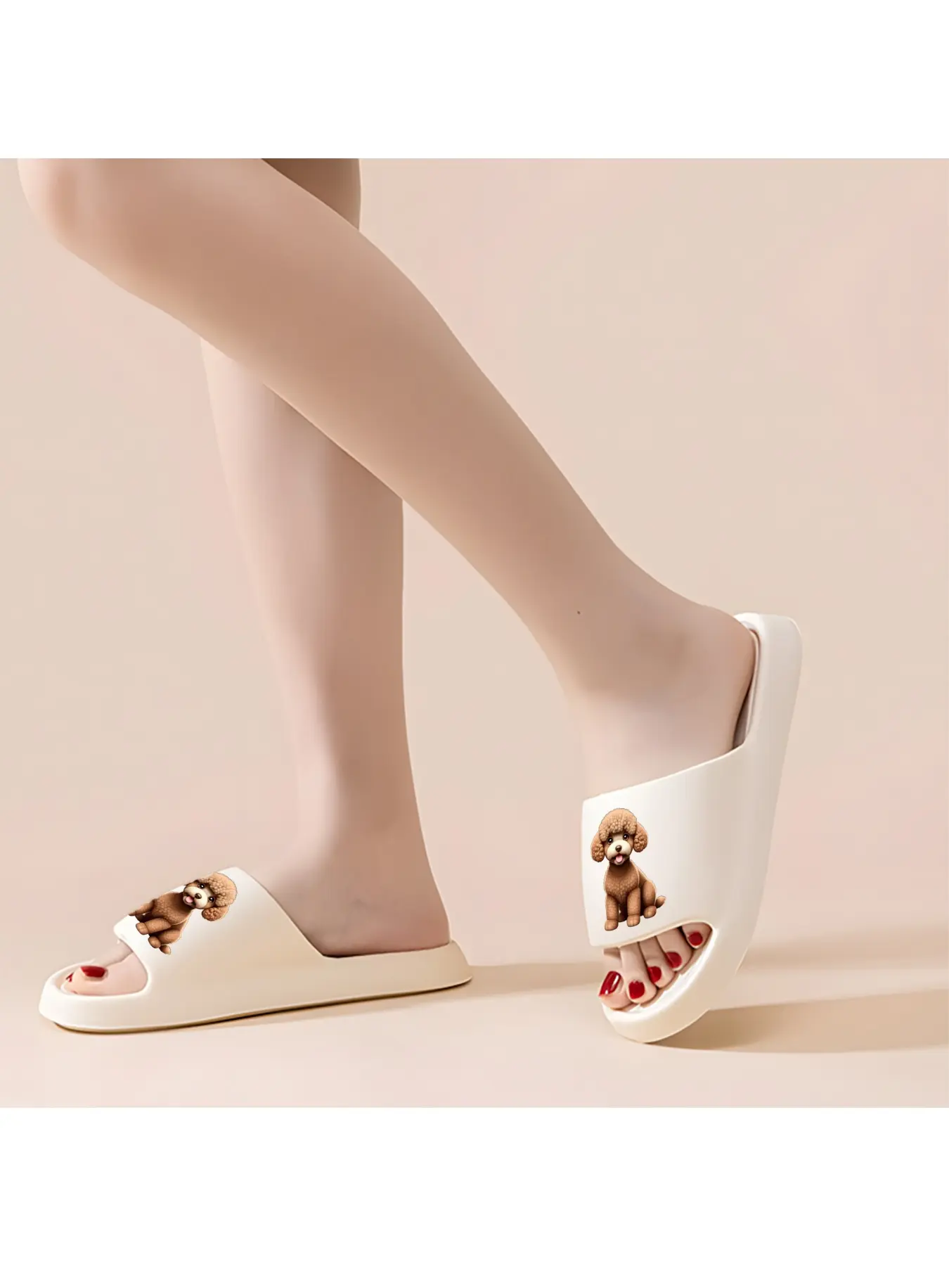 Cute Curly Poodle Print Slippers Soft Sole Slides for Indoor and Outdoor Use Unisex Non-slip Slippers for All Seasons Casual Slippers for Bedroom and Living Room Lightweight Slippers for Walking Cute