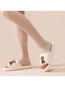 Cute Curly Poodle Print Slippers Soft Sole Slides for Indoor and Outdoor Use Unisex Non-slip Slippers for All Seasons Casual Slippers for Bedroom and Living Room Lightweight Slippers for Walking Cute