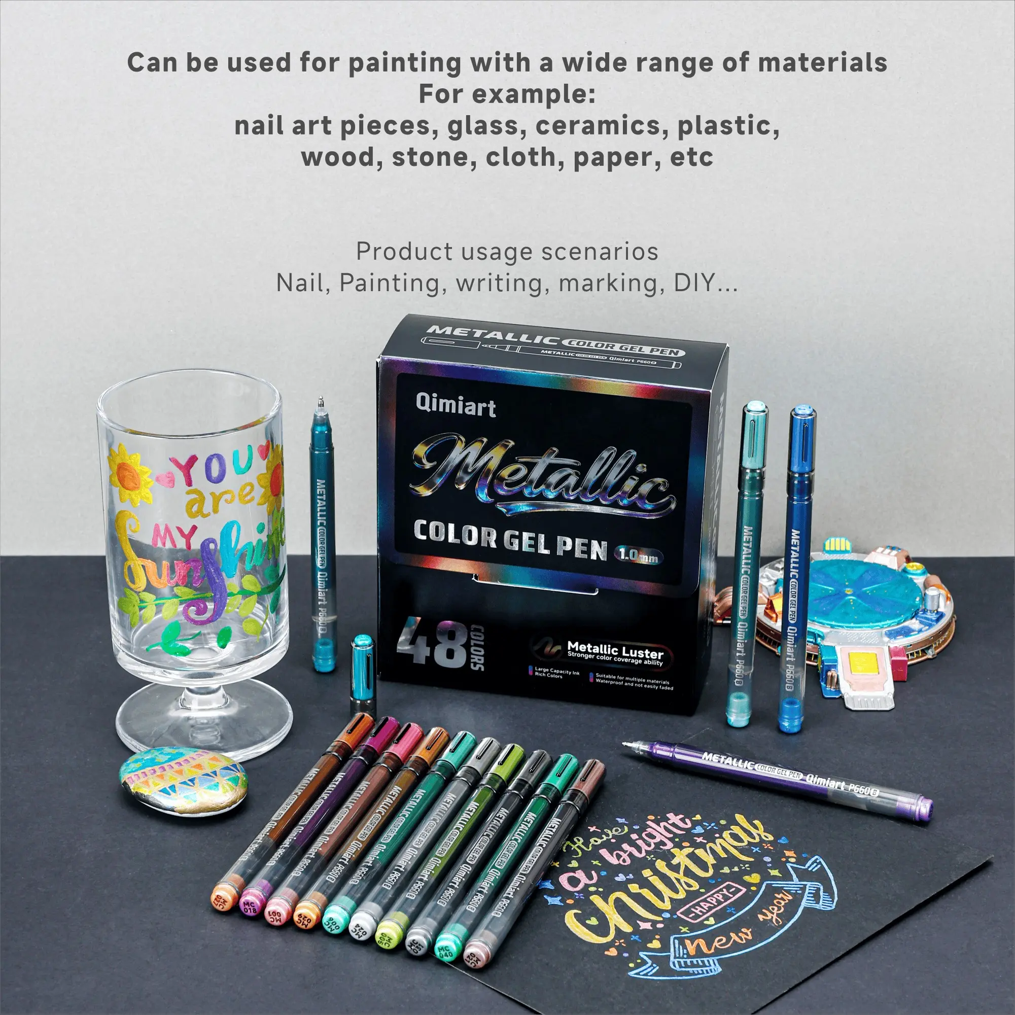 Languo 48-Color Glitter Gel Pen Set, 1.0mm Ballpoint Pens, Aesthetic Pens, Cool Pens, Smooth Writing, Ideal for Drawing, Note-Taking, Office Use, Student Supplies