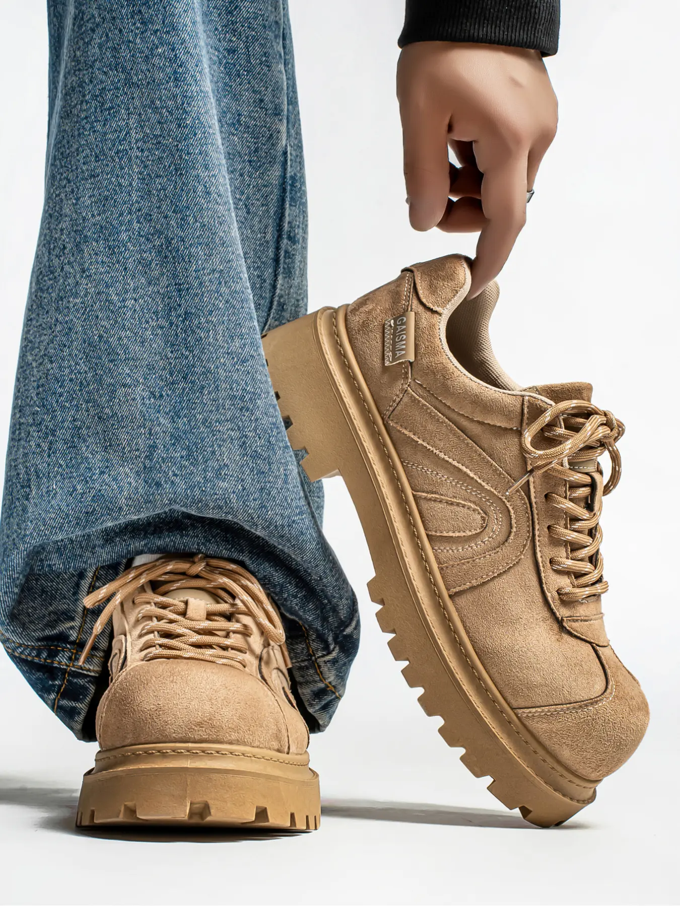 Men's Vintage Chunky Work Boots, Industrial Work Footwear, Height Boost, Non-Slip & Durable Casual Shoes, Nonslip Work Shoes