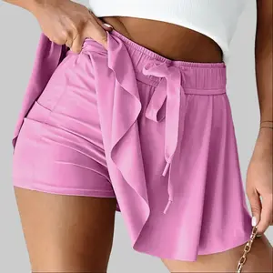 Drawstring Elastic Waistband Lined Tennis Skorts, Sports Skirt for Tennis, Sports & Outdoor Activities,summervibes