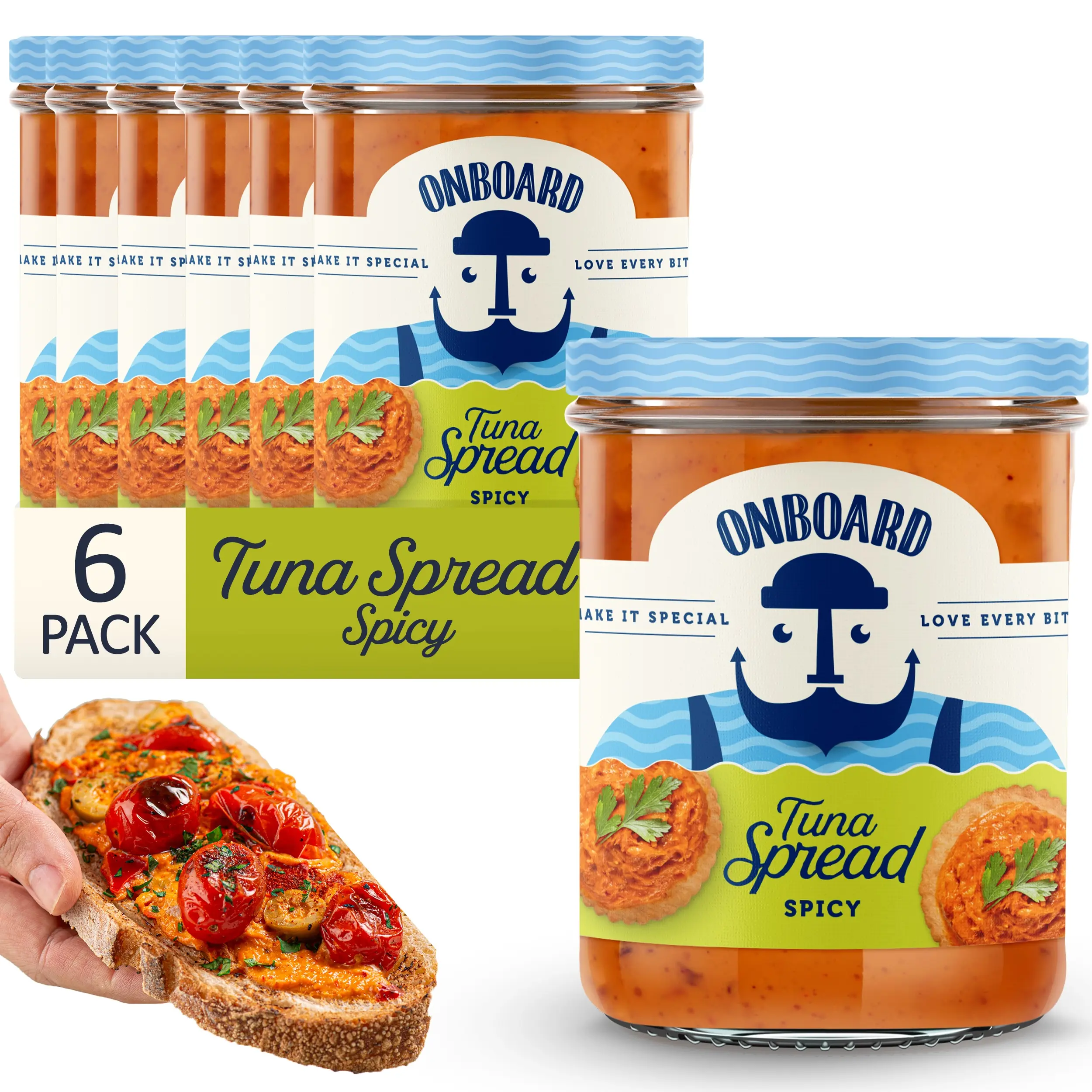 Onboard Tuna Spread - Spicy - PACK OF 6 - Healthy and Gourmet Snacking Made Easy - Responsibly Sourced Tuna