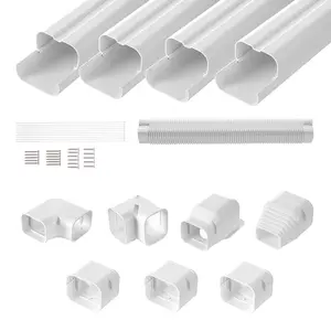 Mini Split Line Set Cover 3-inch W 15.8Ft L - PVC Decorative Pipe Cover for Air Conditioner with 4 Straight Ducts - Easy Snap-In Installation - Paintable for Heat Pumps - White
