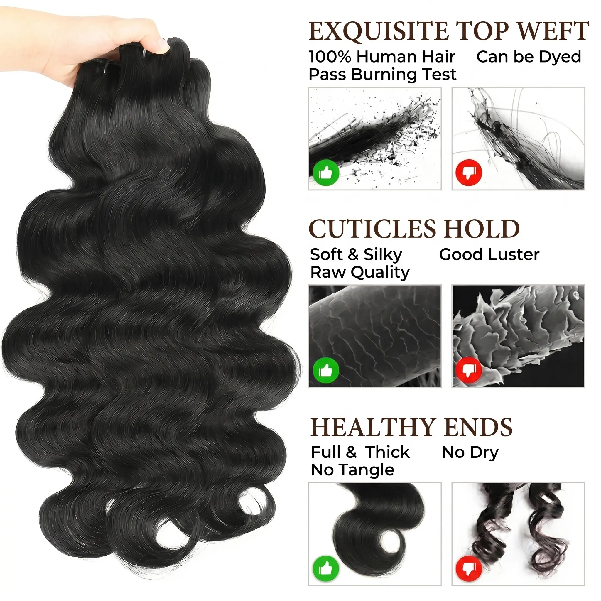 14A Brazilian Virgin Human Hair Extensions 4 Bundles Body Wave 24 Inch 10A Brazilian Virgin Human Hair Bundles Body Wave - 30 28 26  main image 4