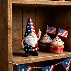 Independence Day Middle Finger Elderly Dwarf American Flag Ornament, Funny Star-Spangled Banner Statue, Outdoor/desk Decor, Gift Idea