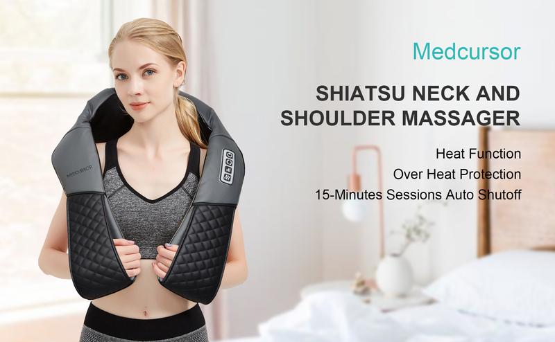 Medcursor Neck & Shoulder Massager with Heat Shiatsu 16 Deep-Kneading Nodes Adjustable Intensity Portable for Muscle Relaxation Ideal Christmas Gift Medcursor Neck & Shoulder Massager with Heat Shiatsu 16 Deep-Kneading Nodes Adjustable Intensity Portable for Muscle Relaxation Ideal Christmas Gift