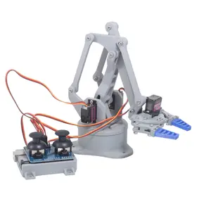 Robotic Arm Kit with Pre-programmed UNO-Compatible Development Board and Joystick Control Board (Compatible with Arduino IDE) | 4 MG90S Servo Motors and Bionic Gripper | STEM Robotics and Programming Education Kit