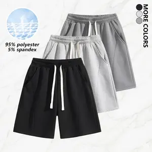 Single pack: fathersdaygift.Men’s gray knit casual athletic jogger shorts — loose fit, breathable cotton shorts for summer.Summervibes