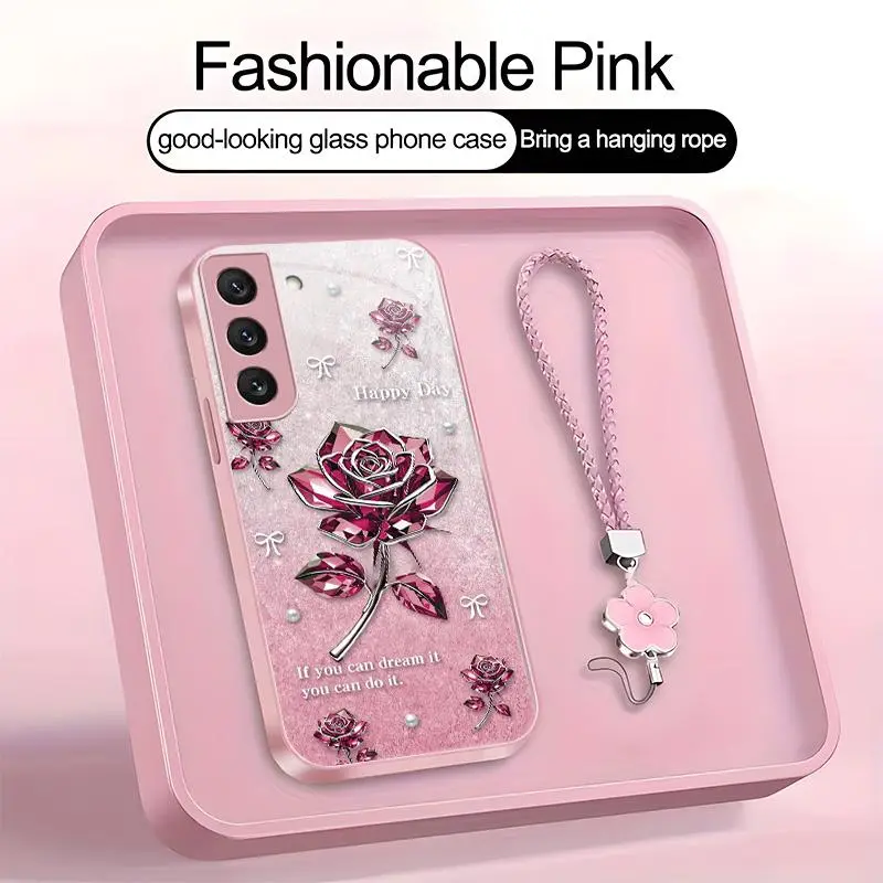 Suitable for [Galaxy S21+ 5g] high-end women's phone case🤩,exquisite rose pattern, sophisticated yet elegant，drop-resistant, affordably priced，fingerprint-resistant  YM99