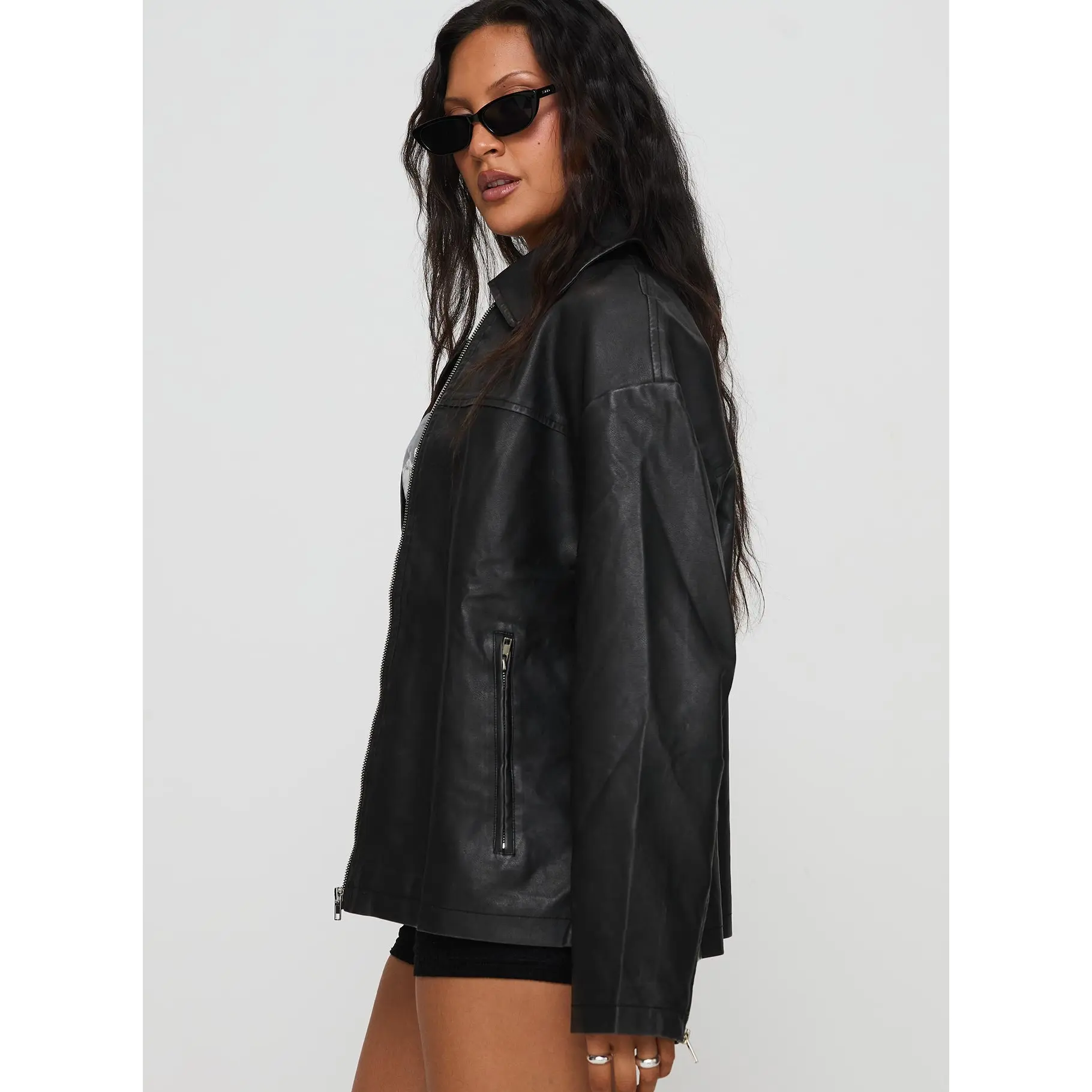 Napoleon Faux Leather Jacket Black - TikTok Shop