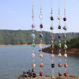 chakra crystal hanging, wall hanging, wall art, gemstone gift, garden hanging, wire wrap art, personalized gift, home decor, Christmas gift