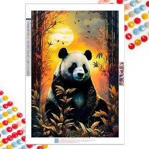 5D DIY Panda Pattern Diamond Art Painting Kit without Frame, DIY Decorative Art Picture for Beginner, Wall Art Decor for Home Living Room Bedroom
