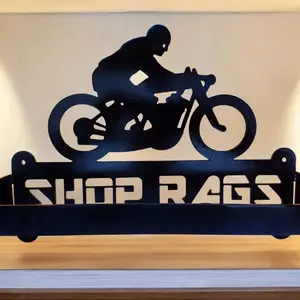 Custom-made paper towel or shop rag holder