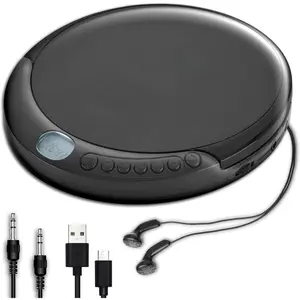 CD Player Portable with 60 Second Anti Skip, Stereo Earbuds, Includes Aux in Cable and AC USB Power Cable for use at Home or in Car