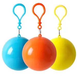 3 pcs Disposable Rain Coat Sphérical Compression Portable Travel for Poncho Ball in Blue Orange & Yellow Colors