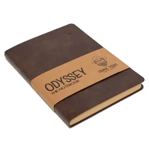 Primal Scribe Odyssey Notebook Journal for Men Lined Pages 100 GSM Thick Kraft Paper A5 Size Brown Leather Soft Cover Minimalist Design