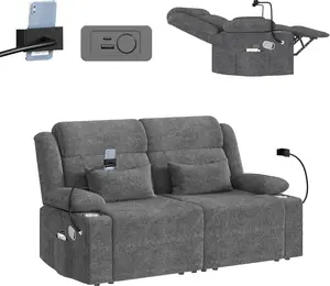 LEVELEVE Home Theater Recliner Sofa Set with Heat USB&Type-C Adjustable Headrest 150° Recline for RV Living Room with Drawer & Cup Holders