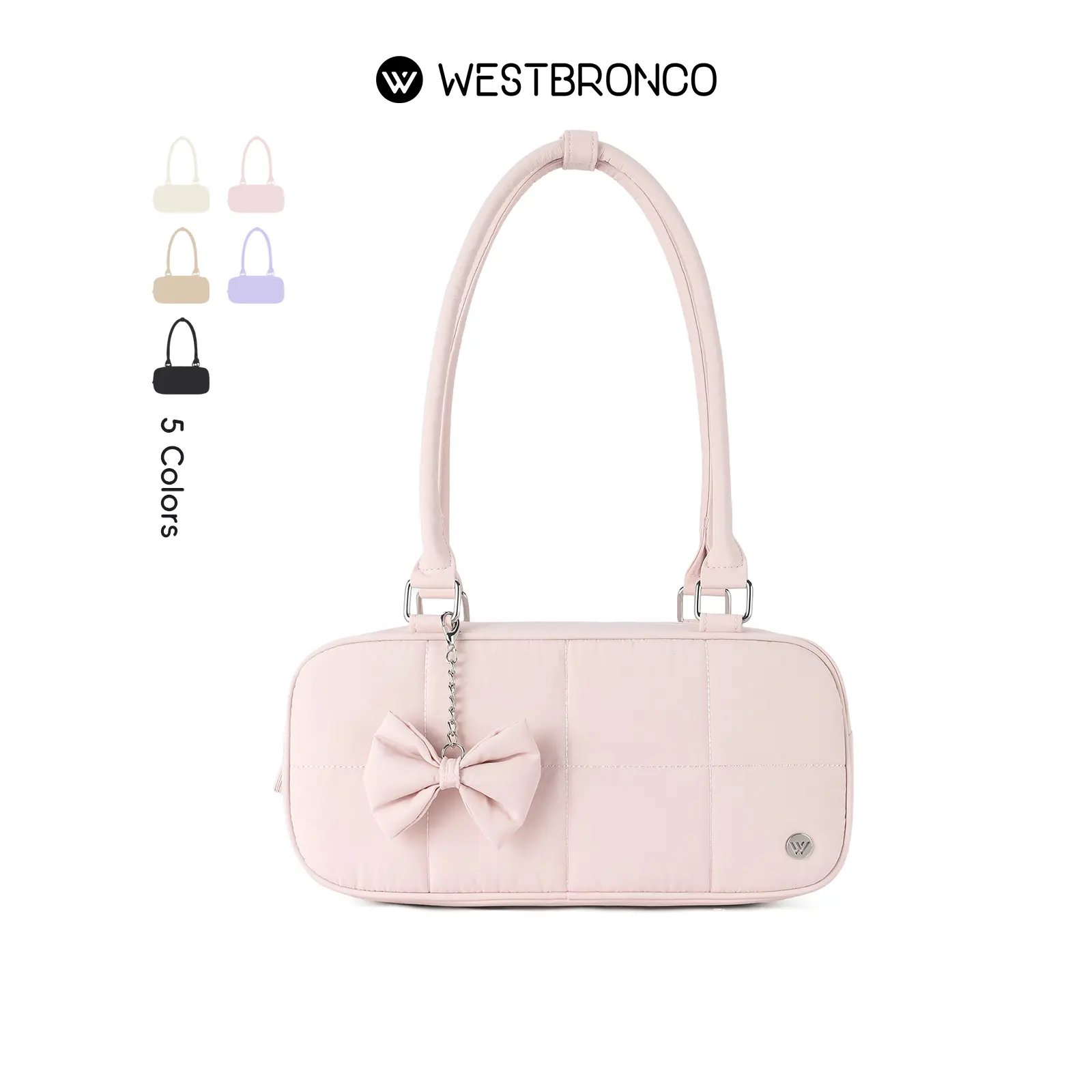 WESTBRONCO Puffer Shoulder Boston Baguette Bag for Women Quilted Handbags, Puffy Cosmetic Dating Summer Trendy FASHION Bag Organizer with Cute Bow Elegant Bags gift for her SummerSale