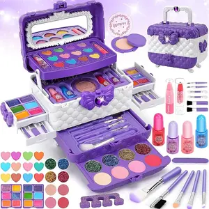 Kids Makeup Kit for Girl Gifts, 54PCS Teensymic Toys Washable Little Girls Princess Make Up Toys for 4 5 6 7 8 9 Year Old Girl Birthday Gift (Purple)…