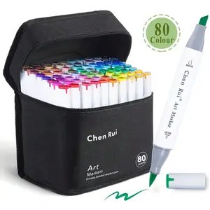 48/60/80/100 Colors Dual Tip Art Markers Sketch Pens Brush & Chisel Permanent Marker Pens with Base & Outline Markers Drawing Supplies Kit, Art Materials, for Artist Adults Anime Coloring Sketching Illustrations and Christmas Gift & New Year Gift