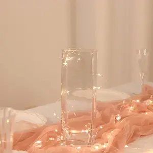12-Pack Glass Cylinder Vases Square Clear - Durable Heavy Duty Floral Centerpieces for Weddings 10"