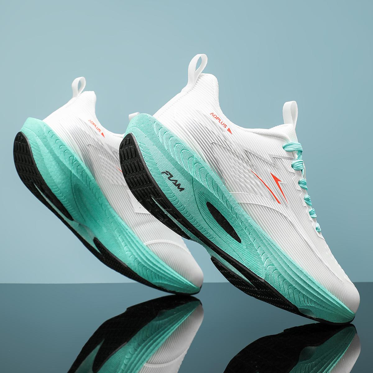 AOPLUS Lightweight Running Sneakers. Viral White Teal Athletic Shoes for Men & Women. Experience Cloud Comfort with Breathable Mesh & Shock Absorbing Chunky Sole. The Ultimate Versatile Gym to Street Footwear for Your Everyday Athleisure OOTD.