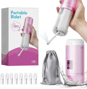 Portable Bidet - 250ml Tank Peri Bottle for Women with 5 Pressure Modes, 8 Replaceable Nozzles and 2000mAh Rechargeable Battery for Travel and Postpartum Use