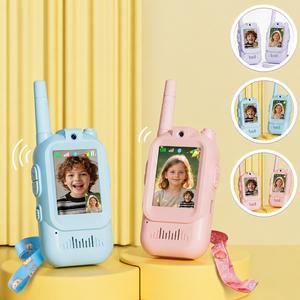 Children's Video Walkie-Talkies with Camera, Two-Way Real-Time HD Screen Walkie-Talkie Toys, Long-Range Smart Walkie-Talkie Set, Ideal for Outdoor Adventures, Camping, and Hiking, Great for Birthday Gifts, (Pink/Blue/Purple)