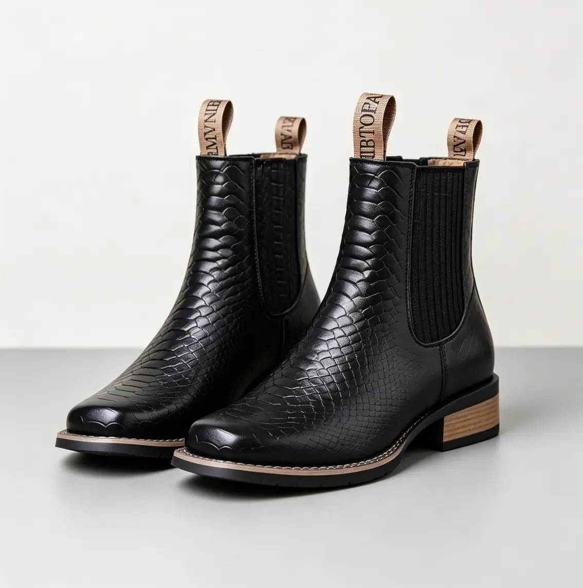 Men's classic snake patterned Chelsea boots, comfortable to wear all day, perfect gift for him, formal casual multi scene men's ankle boots square toe