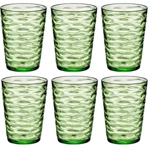 14-ounce Plastic Tumblers,  Drinking Glasses, set of 6 Green  Plastic Cups, Stackable, , Shatter-Proof, Dishwasher-Safe