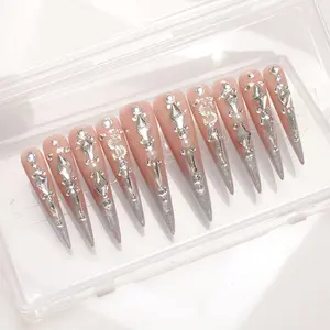 Elegant Design Finger Application Private Label 10 Handmade Nail Press Ons Luxury 100% Handmade Nail Press Ons