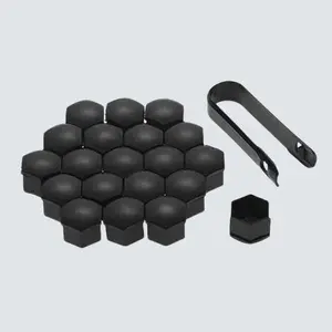 21 Pcs Universal Car Wheel Nut Covers - 17mm Lug Caps with Easy Remover Clip | Waterproof, Dustproof, Sleek Black Design for Auto Hub Protection