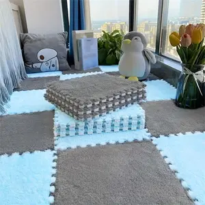 Color Matching Floor Puzzle Mat, 9 Counts/set Soft Plush Foam Floor Mat, Anti-slip Floor Carpet for Bedroom, Home Gym & Nursery Decor