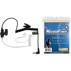RHF 617-1N 3.5mm RECEIVER/LISTEN ONLY Surveillance Headset Earpiece with Clear Acoustic Coil Tube Earbud Audio Kit For Two-Way Radios, Transceivers and Radio Speaker Mics Jacks , Black