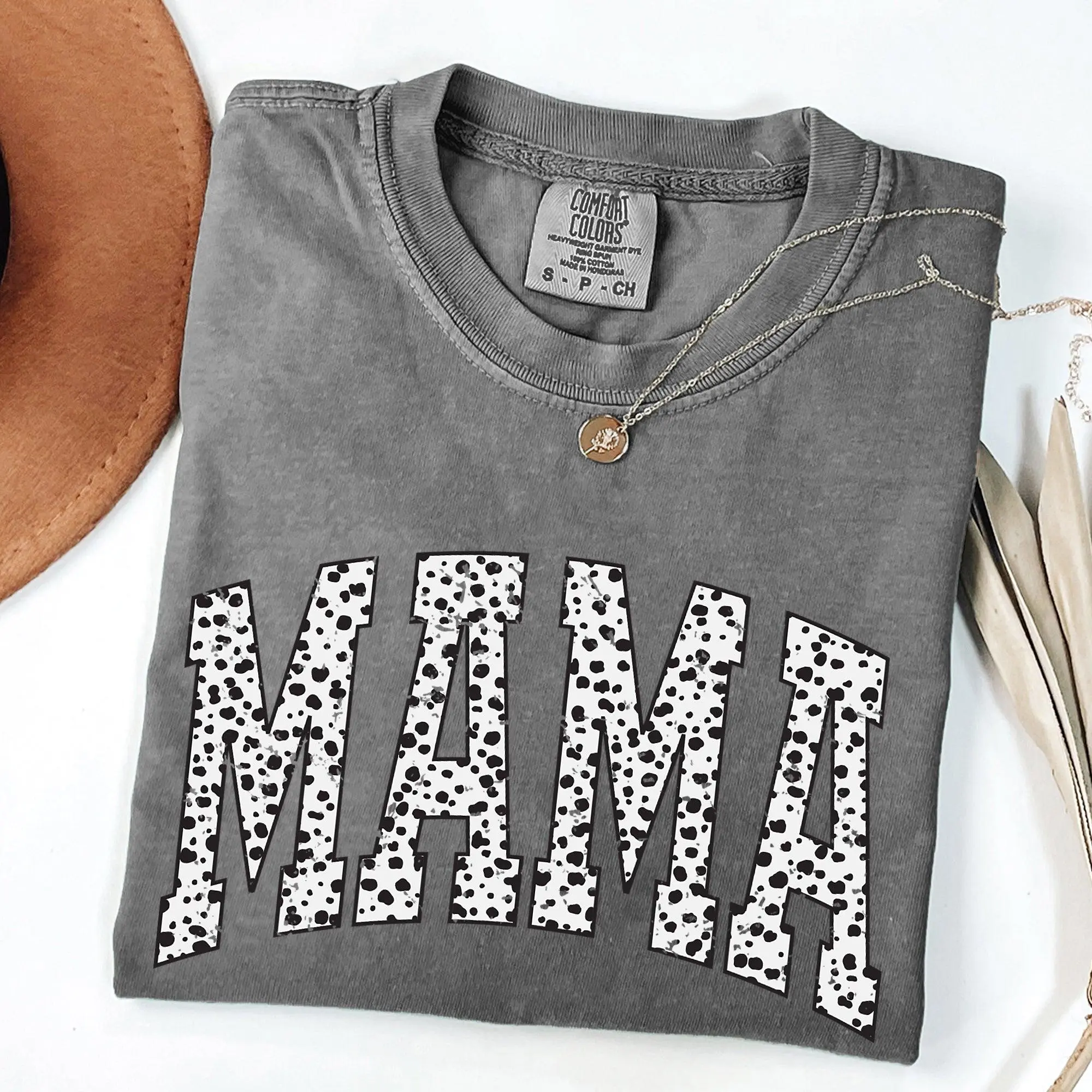 Mama, Dalmatian Print, Varsity, Retro, Vintage Tshirt Comfort Colors T-Shirt, Women's Comfort Colors Tee
