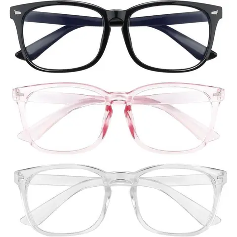 Men's 3pcs Sports Eyewear Blue Light Filter Glasses - Anti-Glare, Lightweight Frames, Replaceable Lenses, Flexible Sturdy Arms, Amber Tint - Computer Gaming, Office Work Use