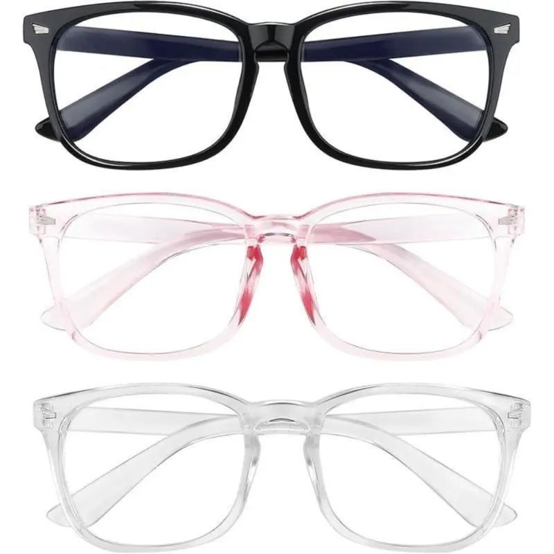 Men's 3pcs Sports Eyewear Blue Light Filter Glasses - Anti-Glare, Lightweight Frames, Replaceable Lenses, Flexible Sturdy Arms, Amber Tint - Computer Gaming, Office Work Use