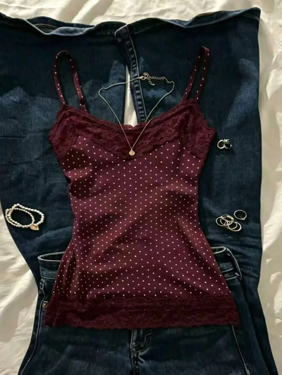 Lace Trim Slim Fit Camisole, Versatile And Slimming, Summer