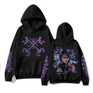 Arcane Caitlyn Hoodie for Women Men Arcane Merch Fan Gifts Hooded Sweatshirts Oversized Casual Long Sleeve Pullover Tops Harajuku Hoodies Anime Cosplay Costumes Y2K Clothes with Pocket E-Black L
