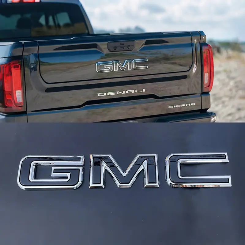 Tailgate Emblem Truck Stickers for GMC 2019-2026 Sierra 1500, 2500HD, 3500HD - Chrome/Black Automotive Vehicle Accessory Car Decals Exterior Replacement Sticker